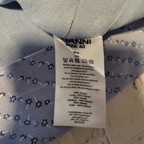 GANNI Sky Blue Printed Georgette Dress in Size  EUR 40/ US 8 - Picture 9 of 12